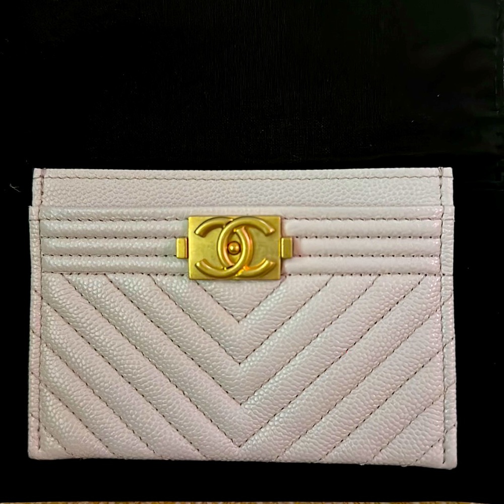 Chanel Boy Card Holder Chevron